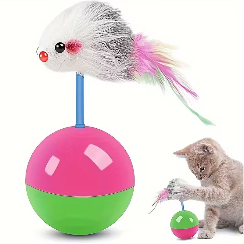 Interactive Cat Toy with Rotating Mouse Teaser
